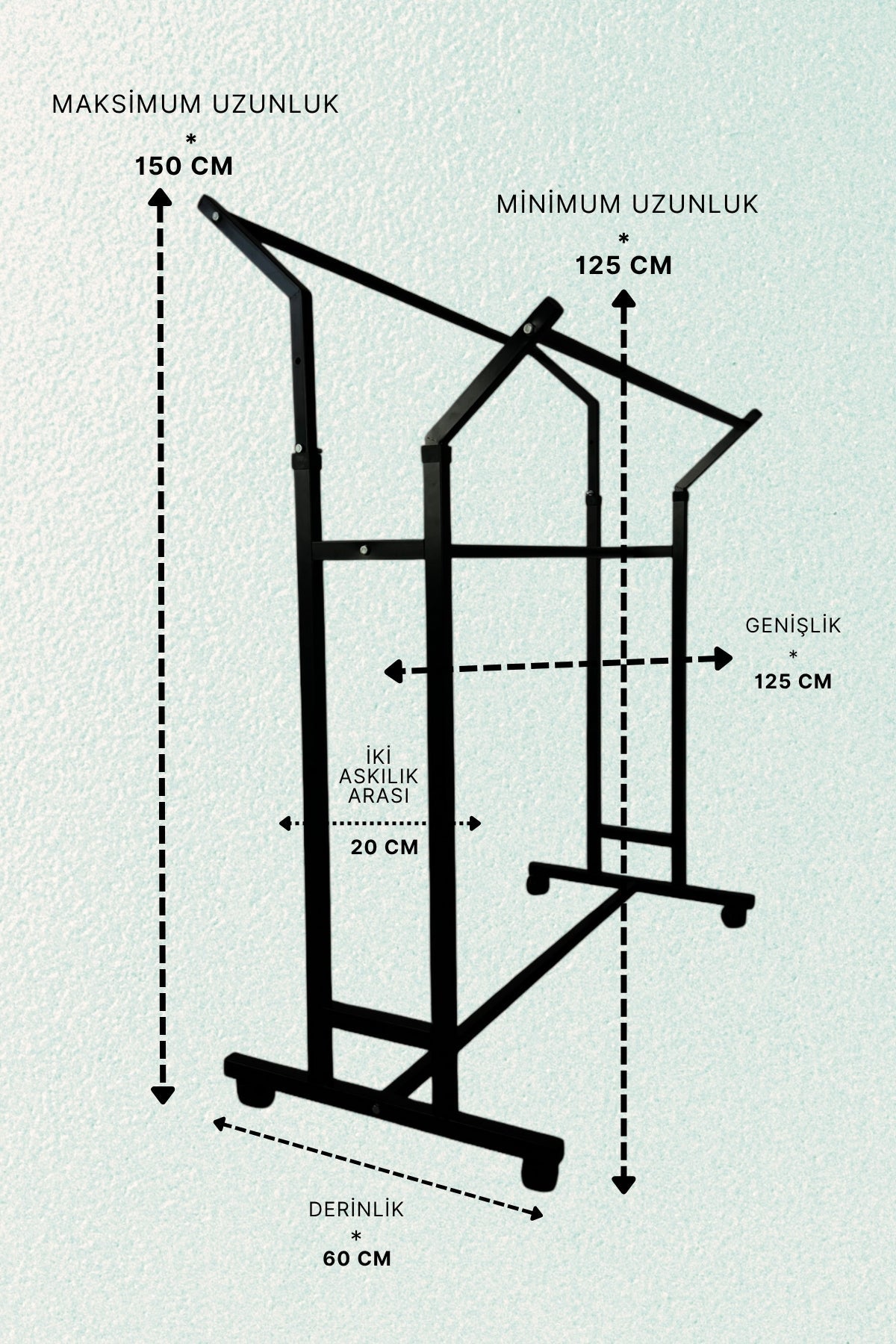 V Ayarlı Askılık Ayarlanabilir Stand Eteklik Giysi Ve Elbise Askılığı Tekerlekli Mağaza Askılığı