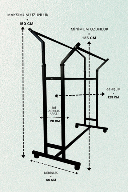 V Ayarlı Askılık Ayarlanabilir Stand Eteklik Giysi Ve Elbise Askılığı Tekerlekli Mağaza Askılığı