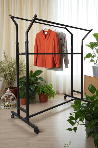 V Ayarlı Askılık Ayarlanabilir Stand Eteklik Giysi Ve Elbise Askılığı Tekerlekli Mağaza Askılığı